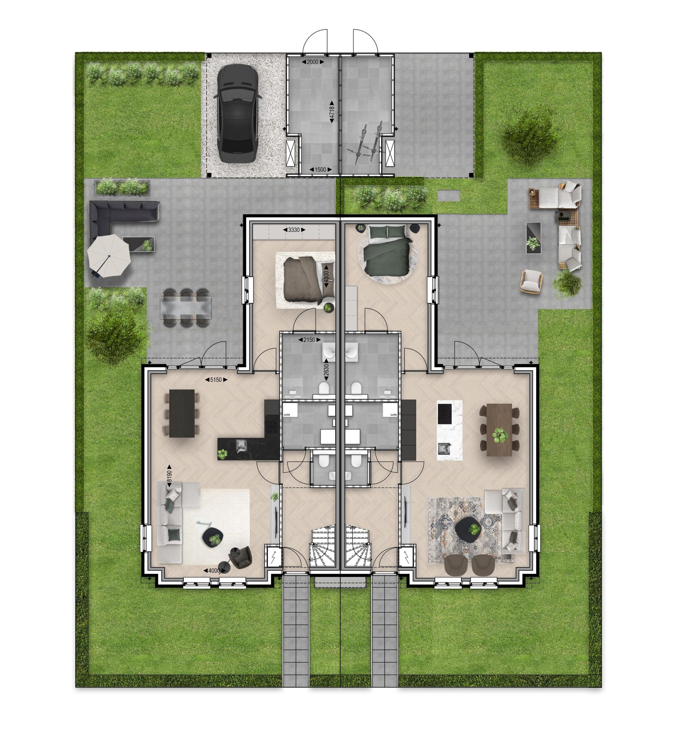 Plattegrond tweekap basis begane grond