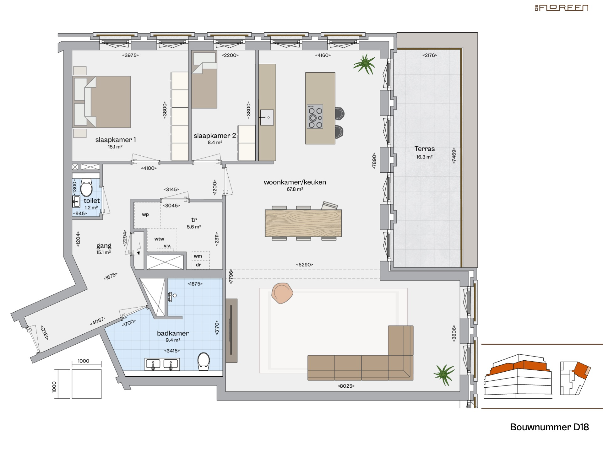 Fundaplattegrond appartement D18